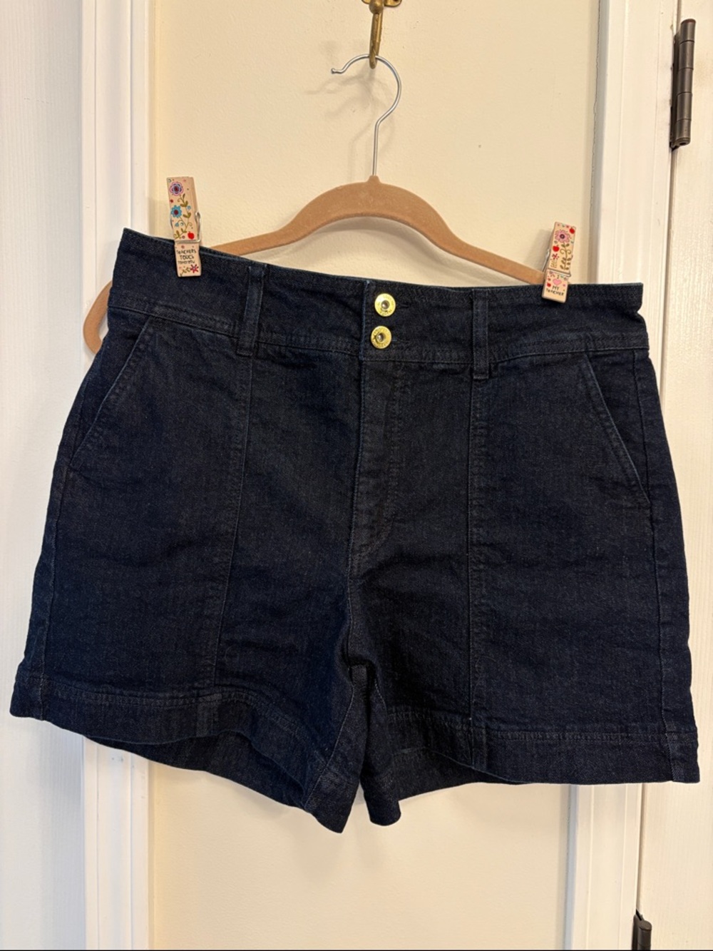INC Classic High-Rise Dark Rinse Denim Shorts